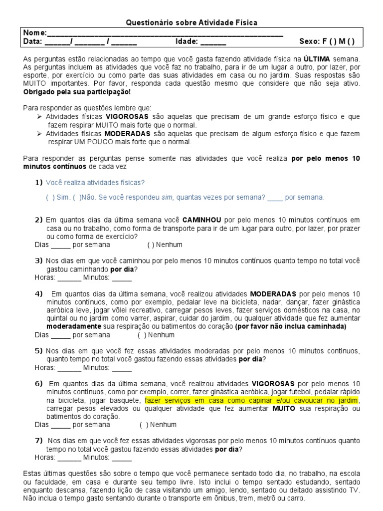 Avaliação de Atividade Física Escolar | PDF | Exercício físico | Ginástica, image size:768x1024