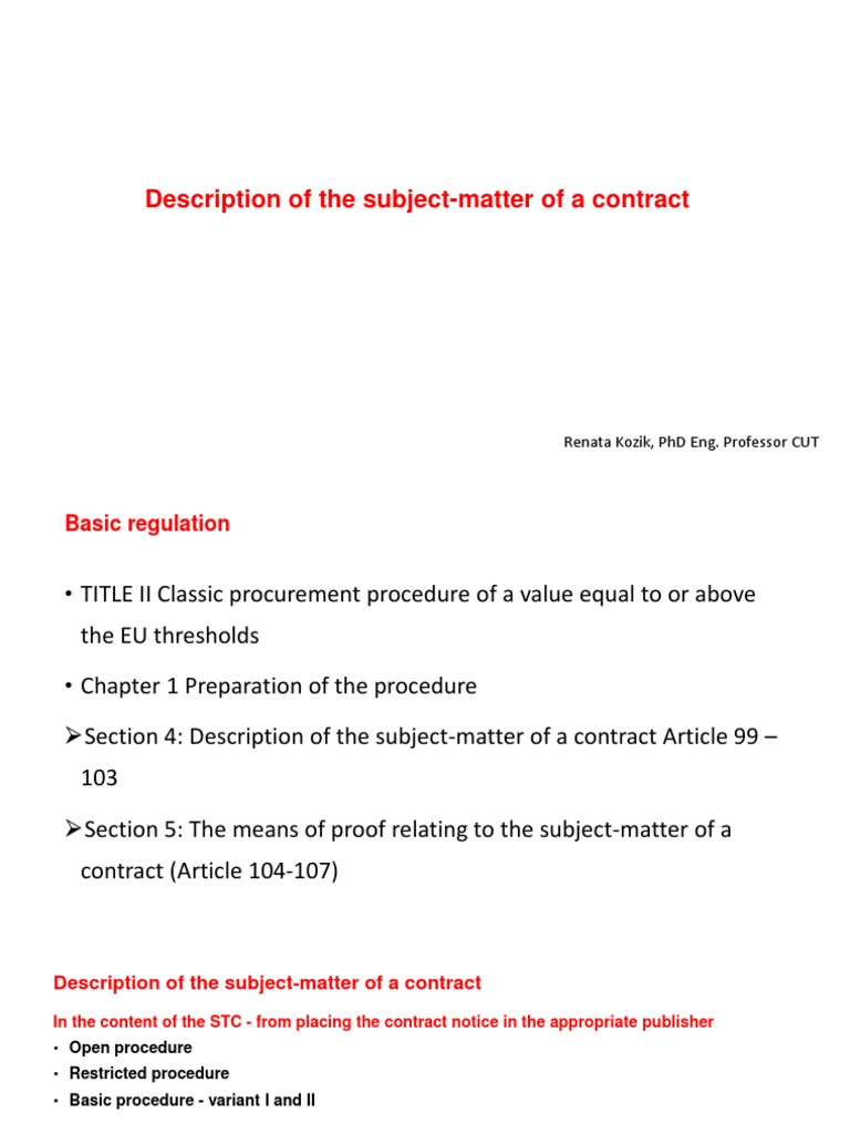 Subject Matter of Contract 2022 23 PDF Specification (Technical