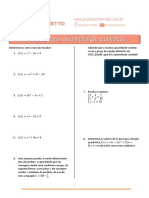 Exercícios - Função Quadrática - Zeros de Uma F