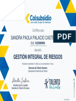 Gestion Integral de Riesgos - Certificado