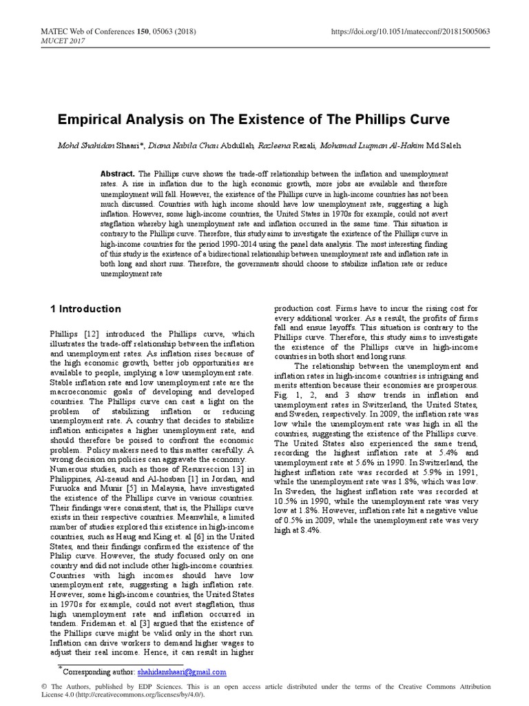 Phillips Curve Paper Workshop | PDF | Phillips Curve | Inflation