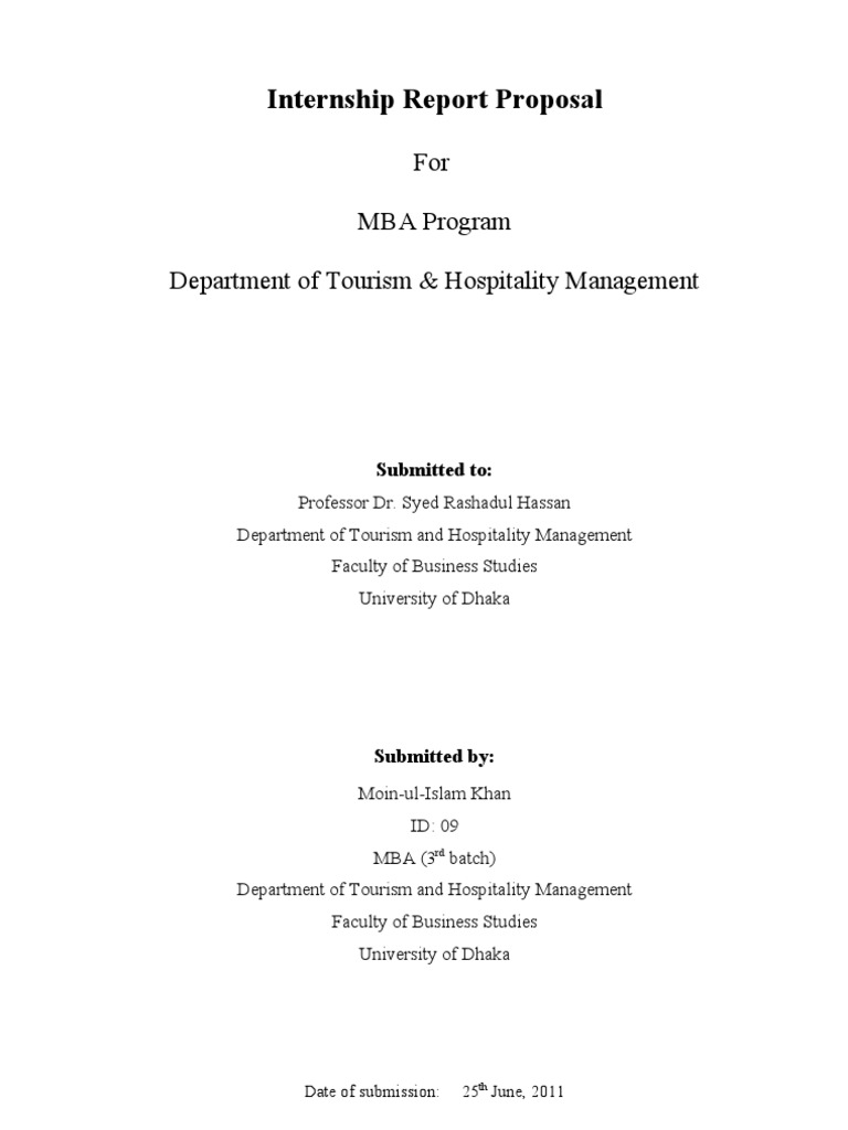 Internship Report Proposal Pdf