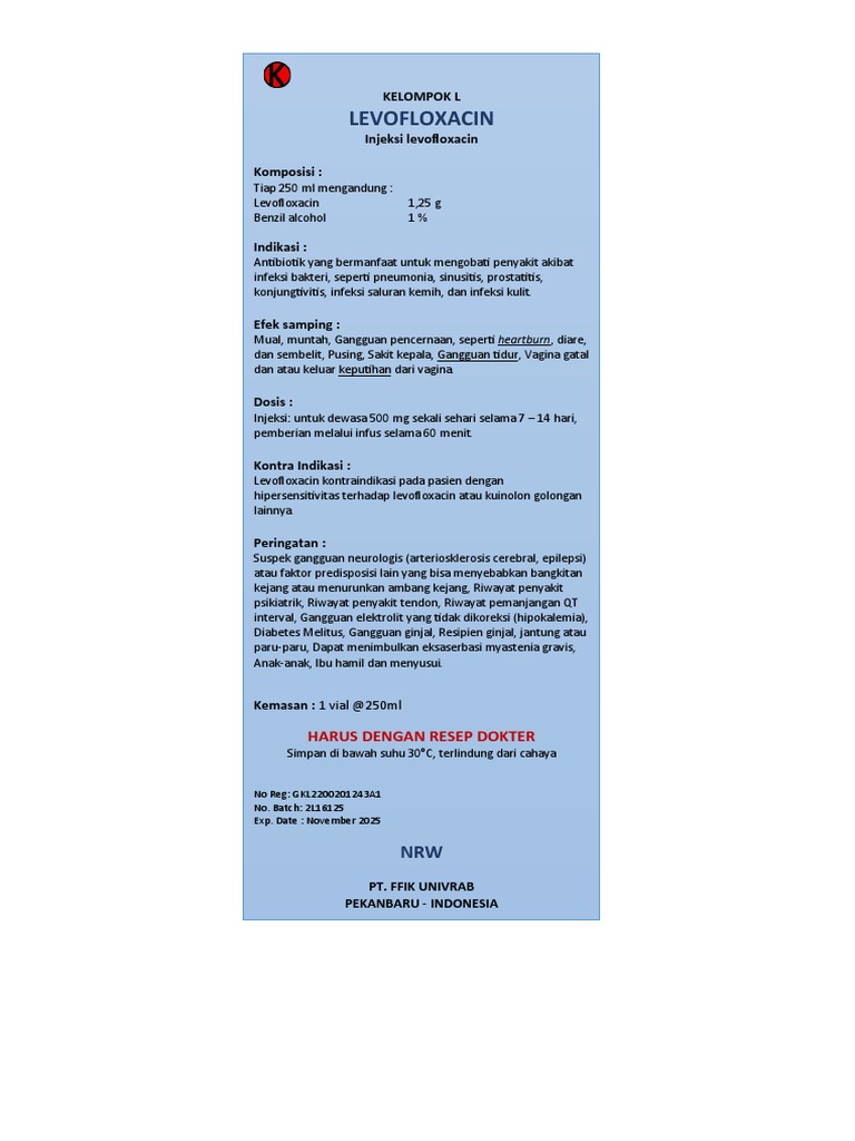 Dosis dan Efek Samping Levofloxacin Injeksi | PDF | Sains & Matematika