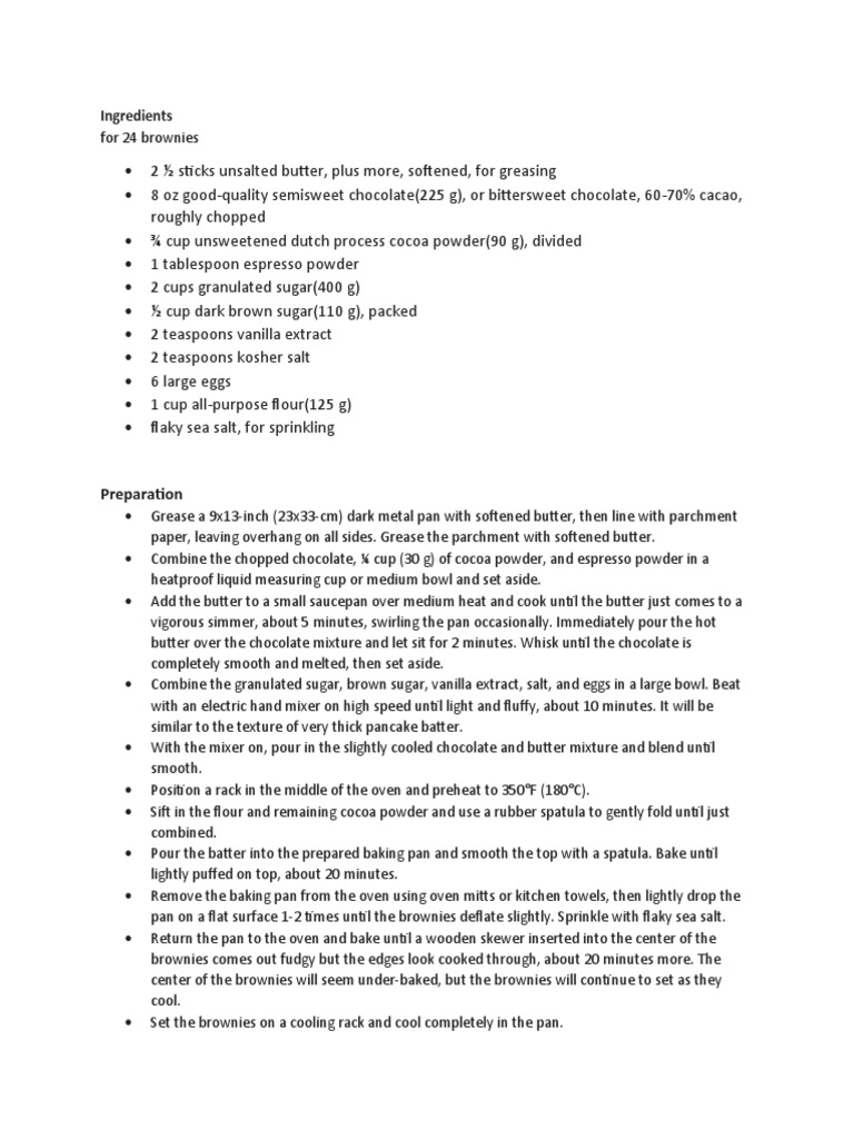 Brownies recipe PDF Chocolate Butter