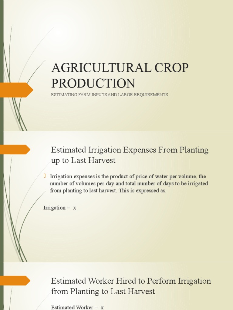 Estimating Farm Inputs and Labor Costs | PDF | Irrigation | Agriculture