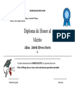 Diploma de Honor Al Merito. Jafeth Rivera