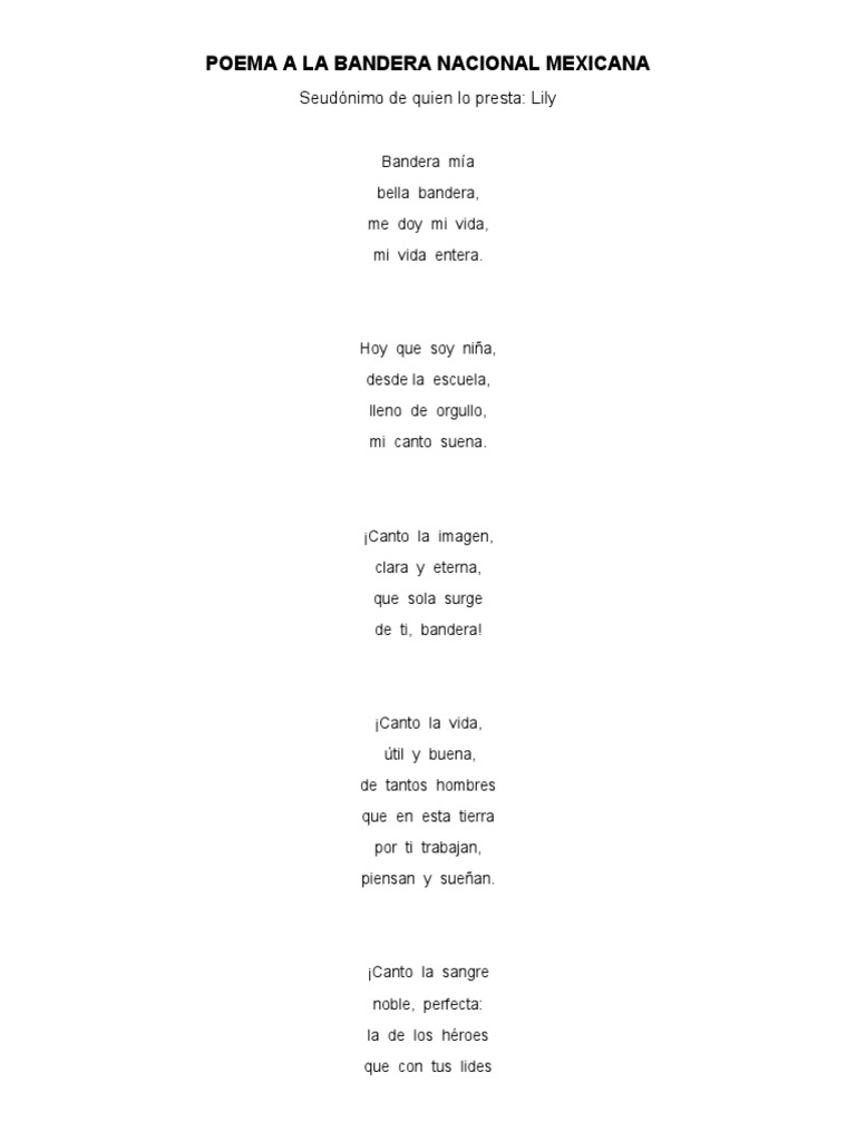 Poema A La Bandera Nacional Mexicana | PDF