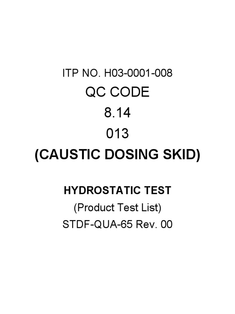 Caustic dosing skid hydrostatic test procedure PDF