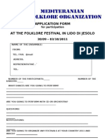 Application Form at The Folklore Festival in Lido Di Jesolo: For Participation