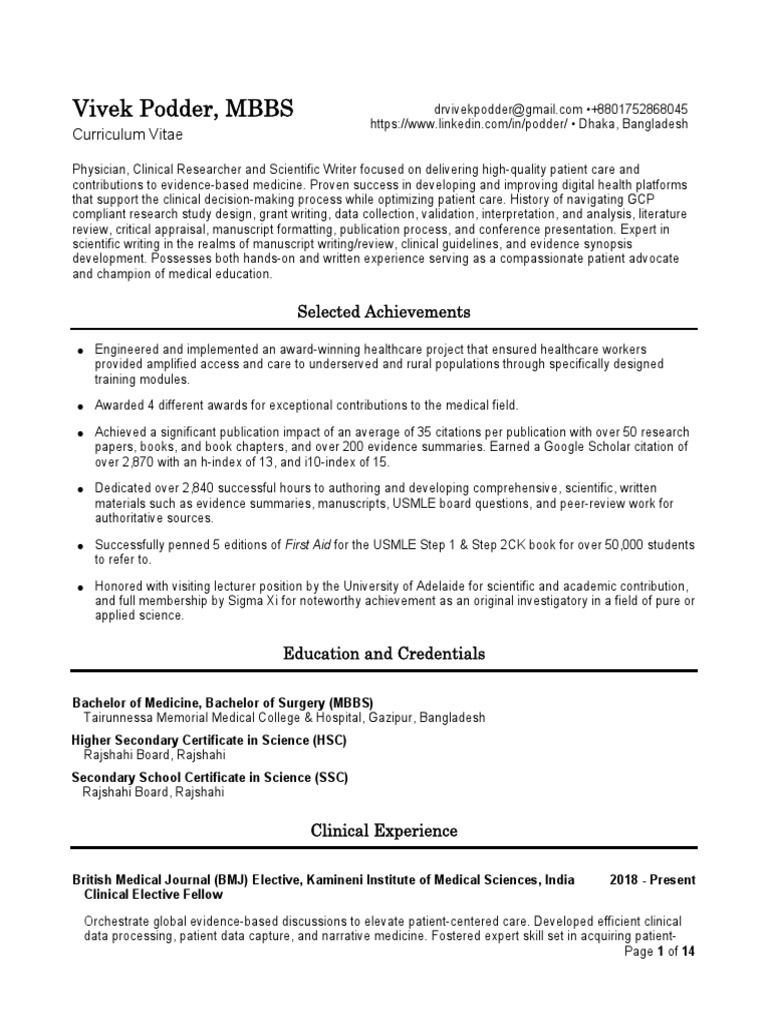 Dr. Vivek Podder: Pain Management Expert | PDF | Medicine | Evidence ...