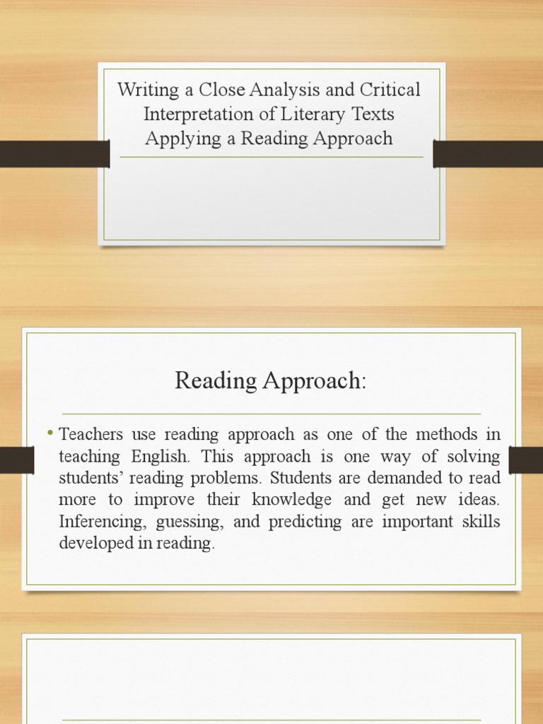 Close Analysis of Literary Texts Techniques | PDF | Speed Reading ...