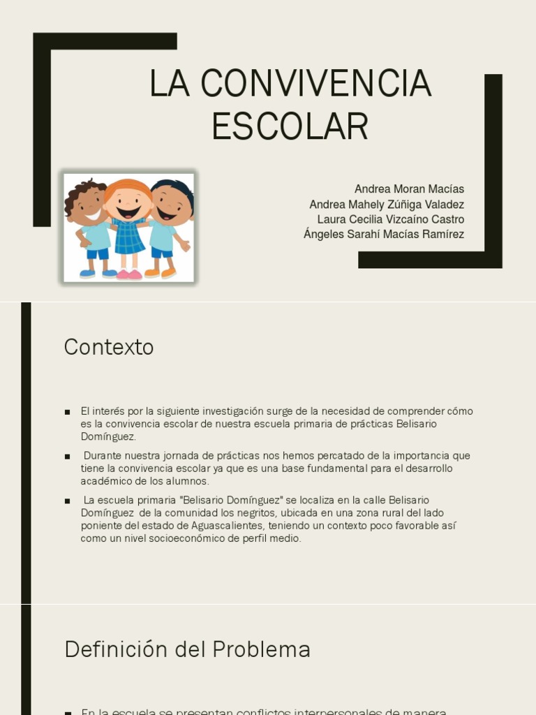 La Convivencia Escolar | PDF | Salón de clases | Educación primaria