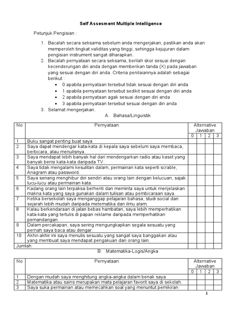 Multiple Intelligence | PDF | Pengembangan Diri