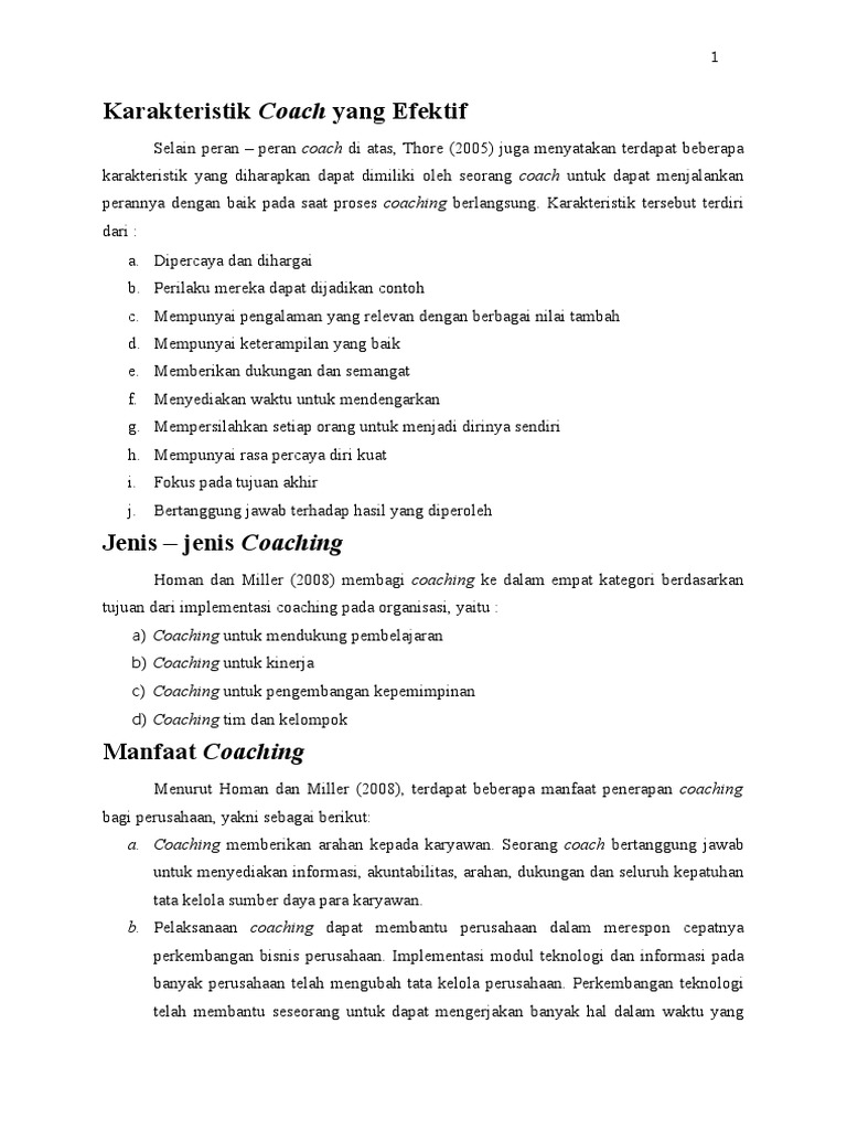 Karakteristik Coach yang Efektif | PDF | Karier & Perkembangan