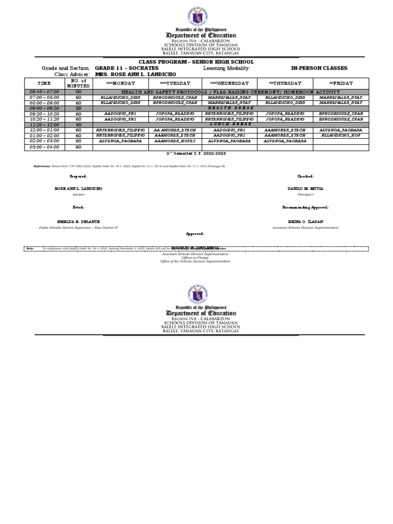 Class Program Template | PDF