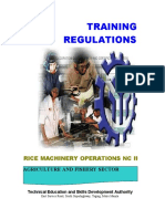 Training Regulations: Rice Machinery Operations NC Ii