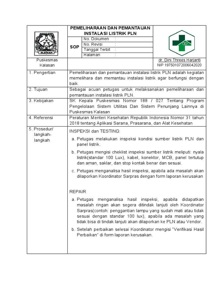 Sop Listrik PLN | PDF