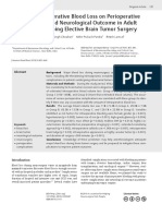Effect of Intraoperative Blood Loss On Perioperative Complications and Neurological Outcome in Adult Patients Undergoing Elective Brain Tumor Surgery
