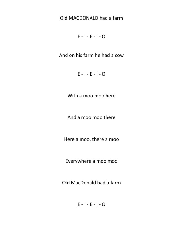 Old Macdonald Had A Farm Pdf