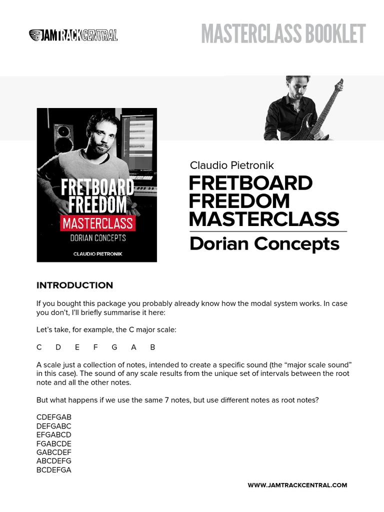 Fretboard Freedom: Dorian Masterclass | PDF | Minor Scale | Mode (Music)