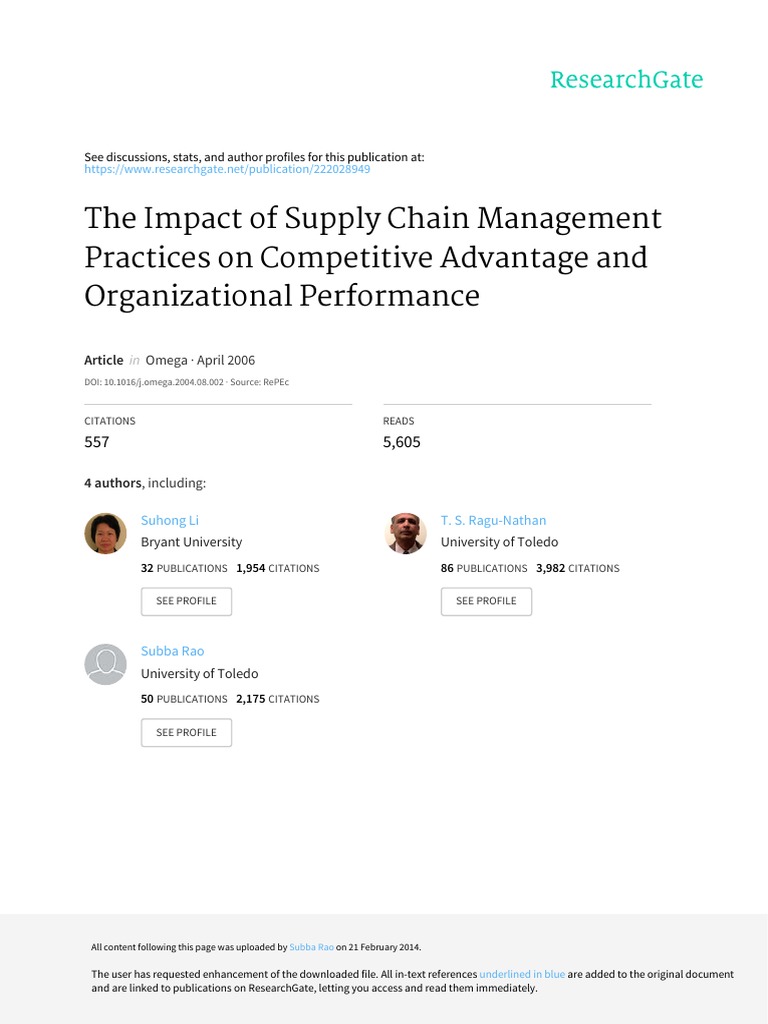 The Impact of Supply Chain Management PR | PDF | Supply Chain ...