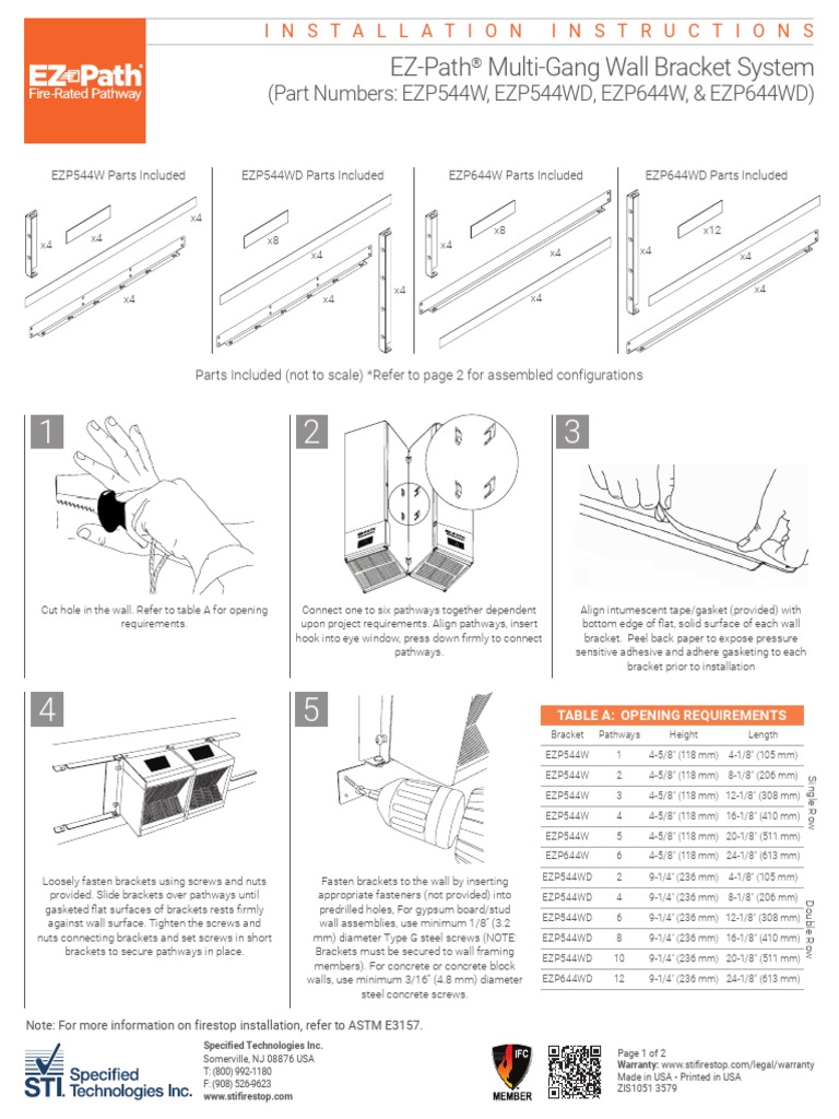 EZ Path Series 44+ FireRated Pathway Multi Gang Wall Plate