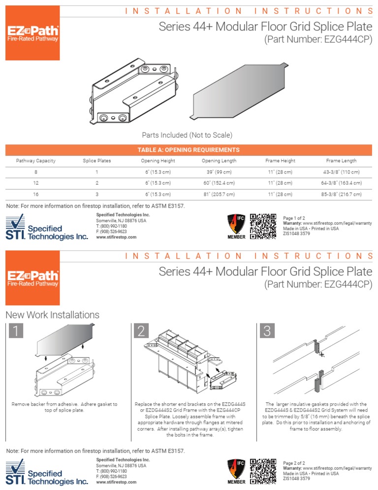 EZ Path Series 44+ FireRated Pathway Grid Splice Plate Installation