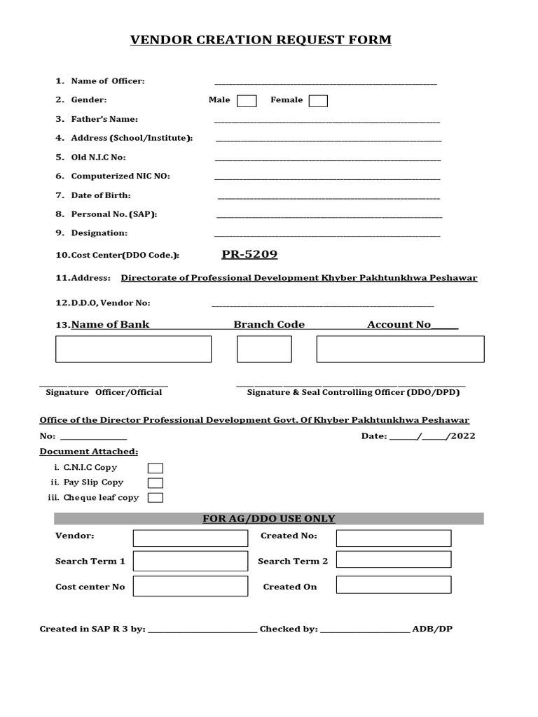 Vendor Form DPD 2022 | PDF | Business