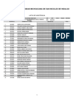 Lista de asistencia de la Universidad Michoacana de San Nicolás de Hidalgo