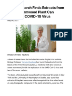 Early Research Finds Extracts From Sweet Wormwood Plant Can Inhibit The COVID-19 Virus - Worcester Polytechnic Institute