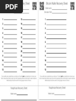 Bitcoin Wallet Backup Sheet