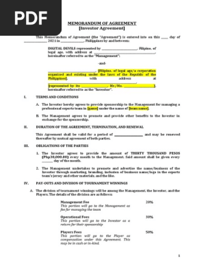 Digital Devils - Investor Agreement