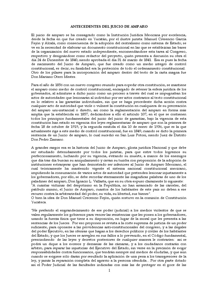Historia del Juicio de Amparo en México | PDF | Sentencia (ley ...