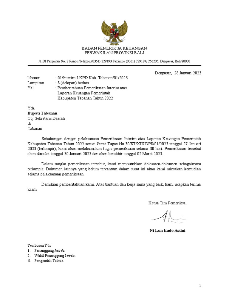 dokumen hukum atau surat pemberitahuan