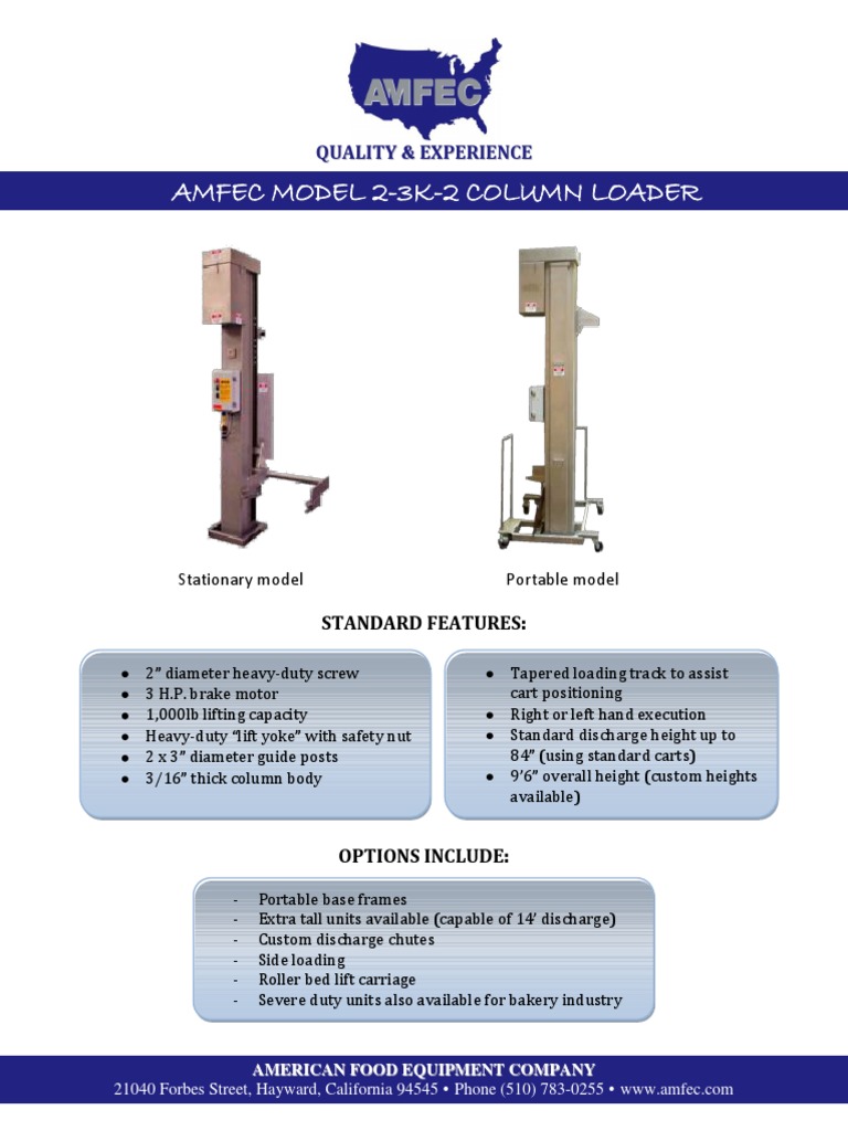 AMFEC 2-3K-2 Column Loader Specs | PDF