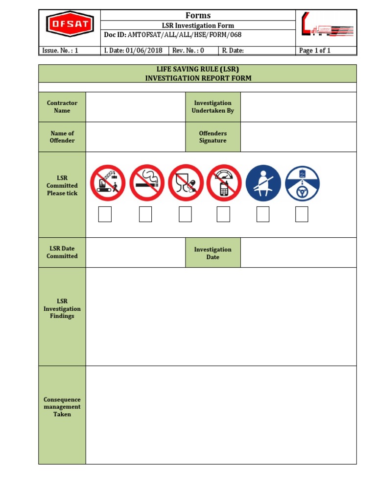 LSR Investigation Report Form | PDF