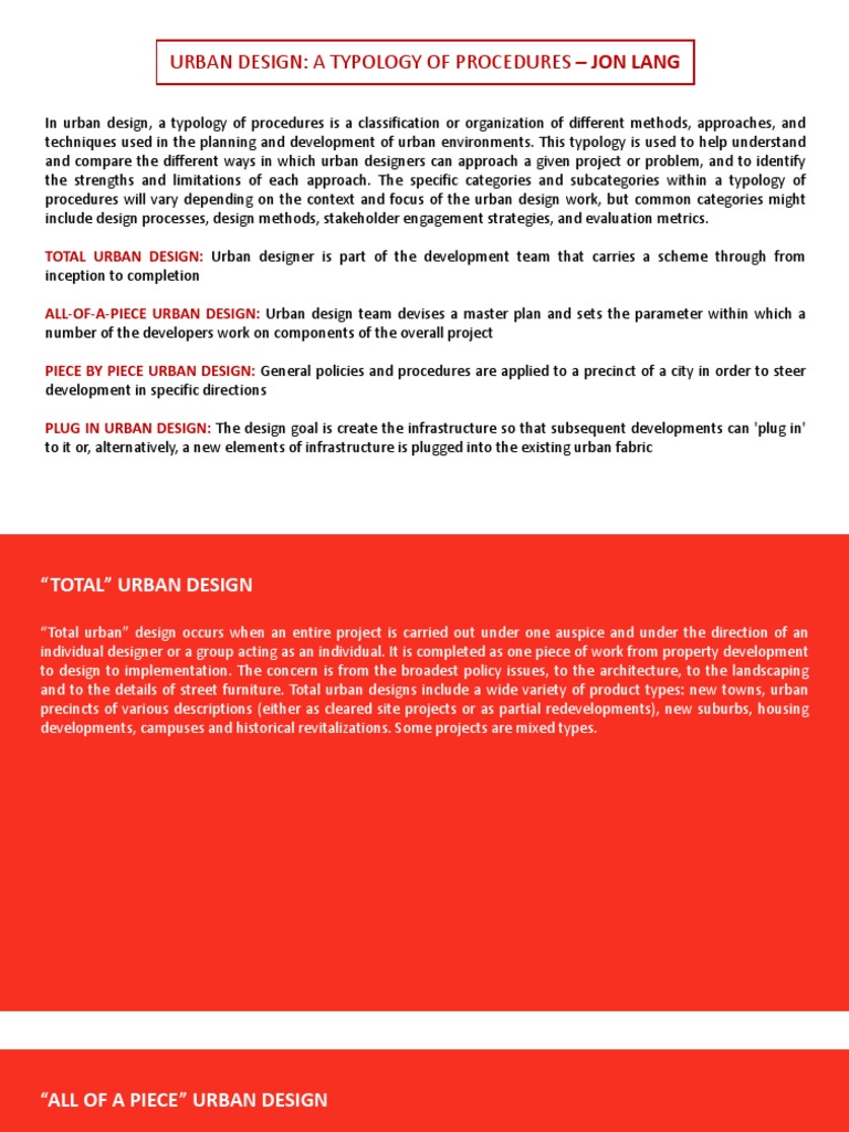 Typology of Procedures in Urban Design by Jon Lang | PDF | Urban Design ...
