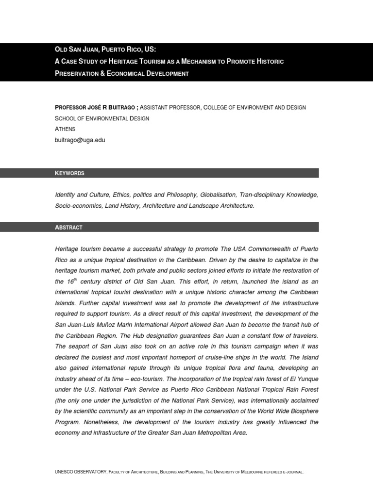 Heritage Tourism Pdf San Juan Tourism