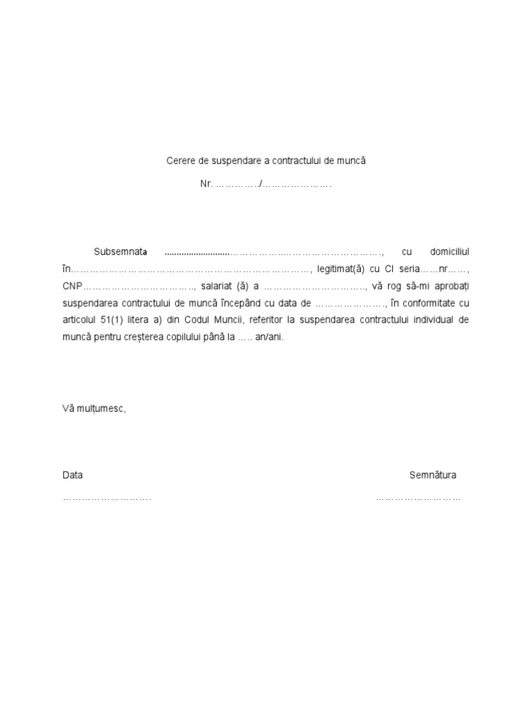 Cerer Suspendare Cic | PDF