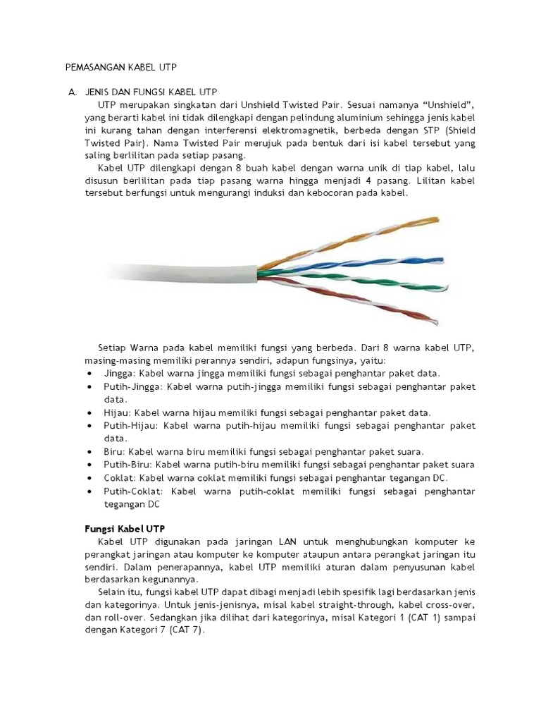 Pemasangan dan Urutan Kabel UTP | PDF