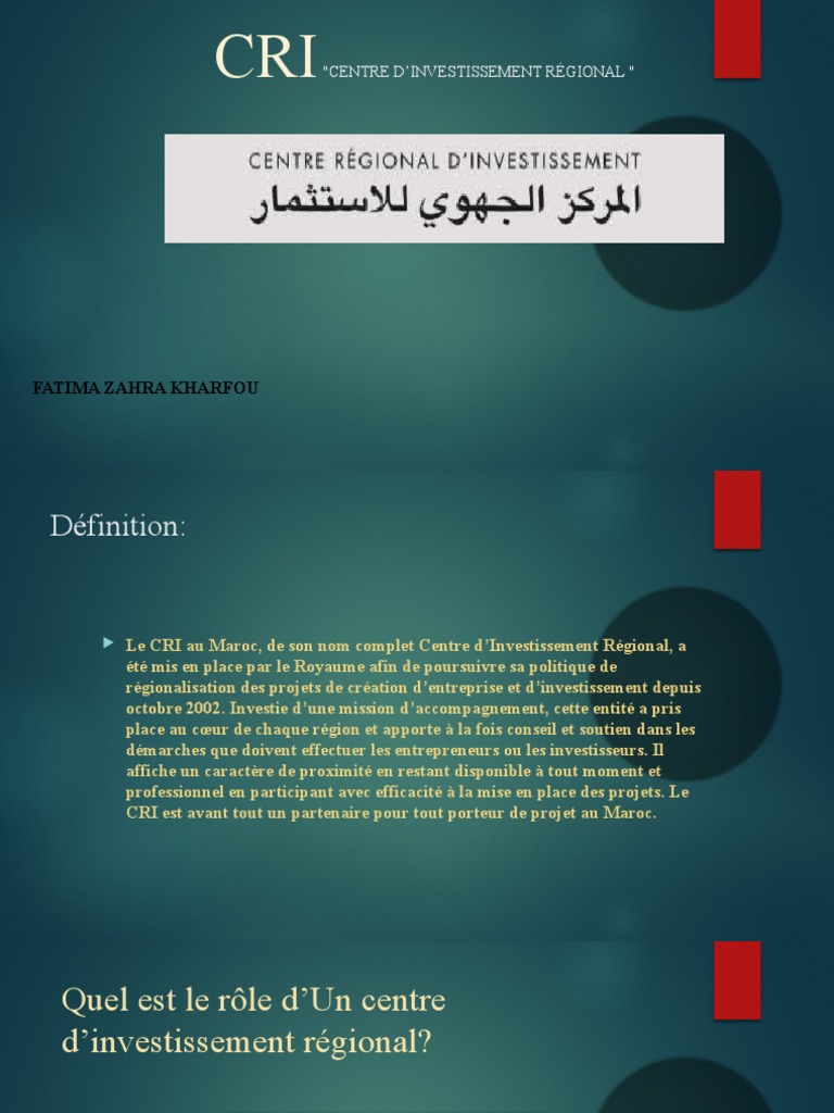 Présentation Du CRI | PDF | Business | Maroc