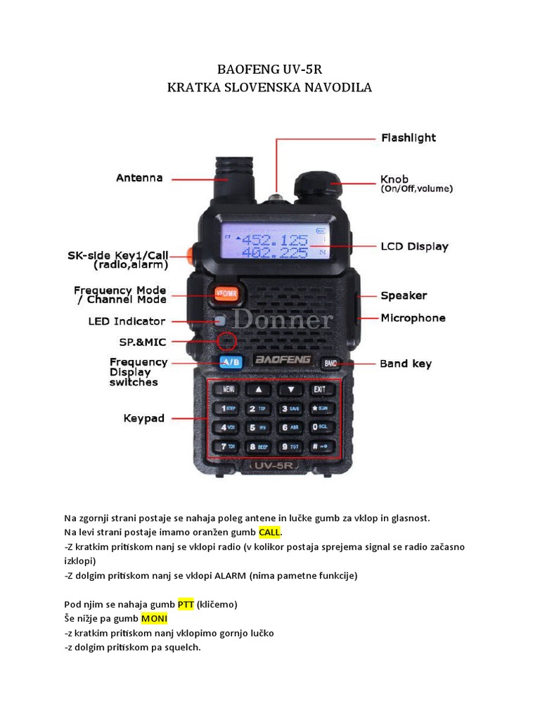 BAOFENG UV5R slovenska navodila PDF