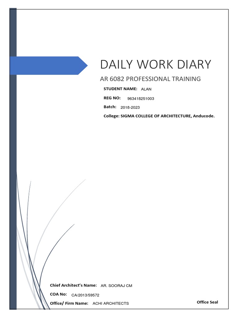 Daily Work Diary for Architecture Training | PDF | Queensland Heritage ...