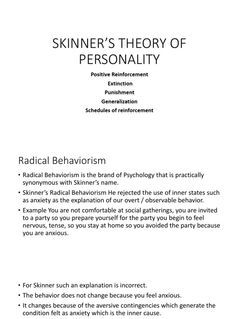Skinner's Theory of Personality and Behaviorism | PDF | Reinforcement ...