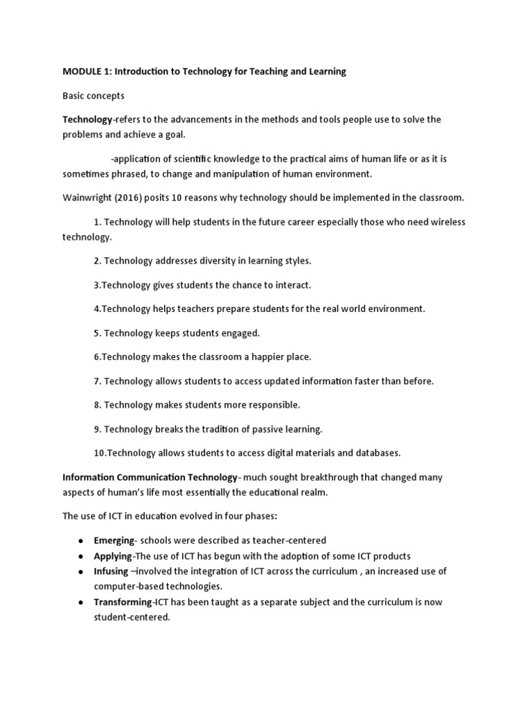 Technology in Teaching and Learning | PDF | Educational Technology ...