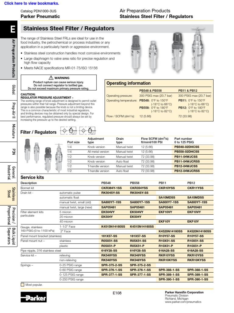 filter-regulator-parker-pdf