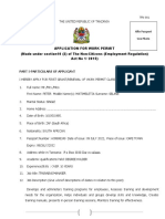 Work Permit Application for Training Manager