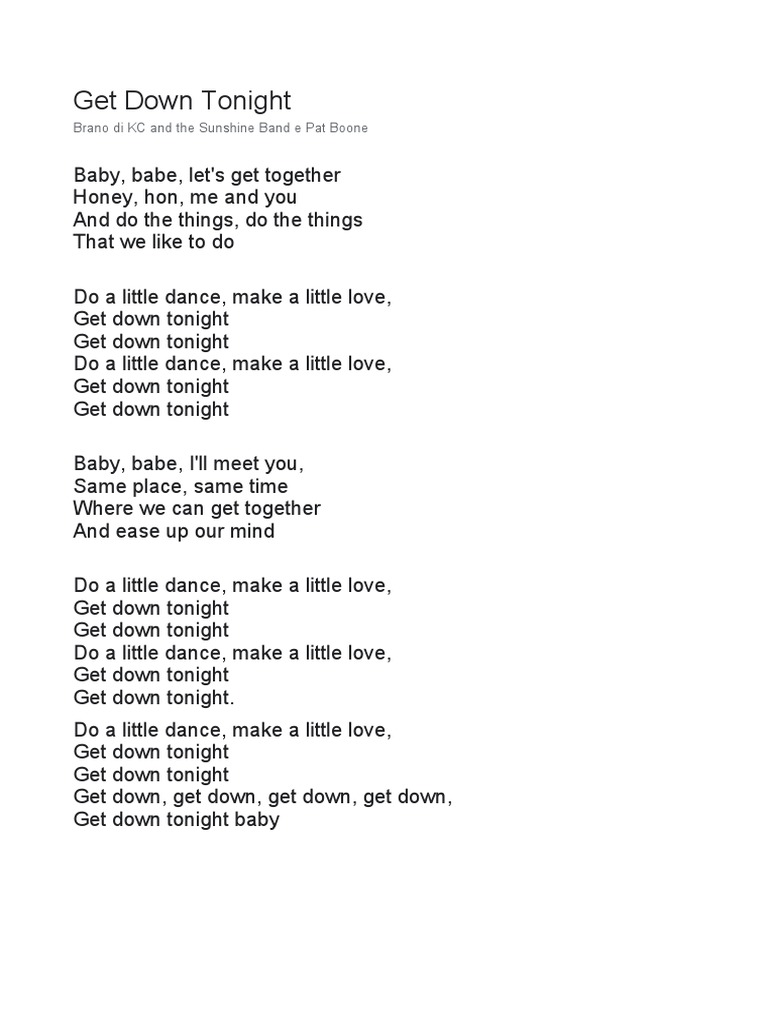 Get Down Tonight Lyrics Summary | PDF