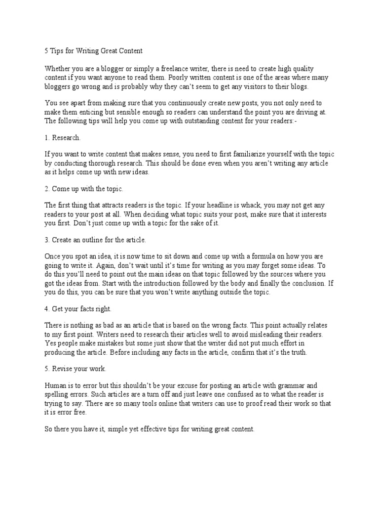 5 Essential Tips for Quality Content | PDF | Career & Growth