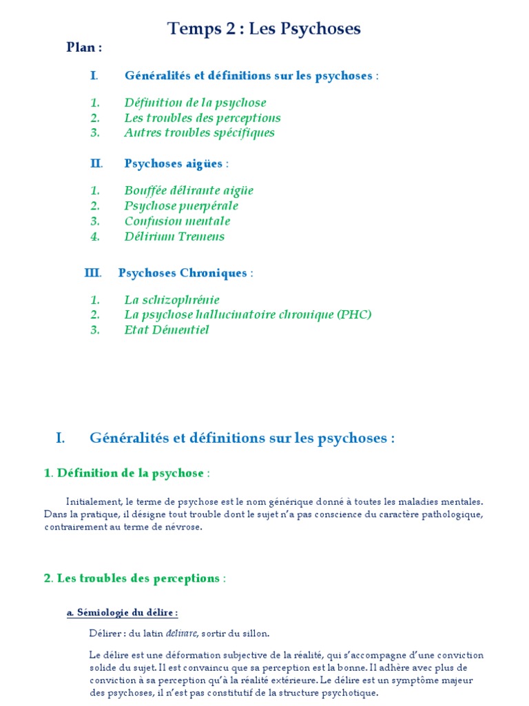 Psy 2 - Les Psychoses | PDF | Psychose | Hallucination